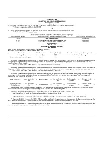 Thumbnail OGE Energy
 10-Q Quarterly Report FY2025 