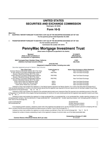 Thumbnail PennyMac Mortgage Investment Trust 10-Q Quarterly Report FY2025 