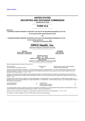 Miniature OPKO Health
 10-Q Rapport trimestriel 2025 