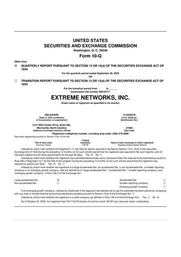 Thumbnail Extreme Networks
 10-Q Quarterly Report FY2026 