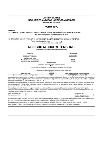 Thumbnail Allegro MicroSystems 10-Q Quarterly Report FY2025 