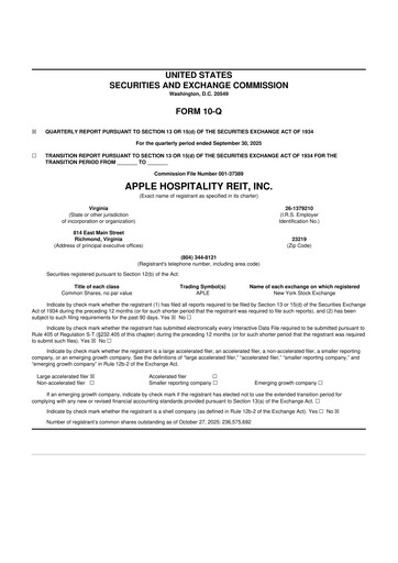 Vorschaubild Apple Hospitality REIT
 10-Q Quartalsbericht 2025 