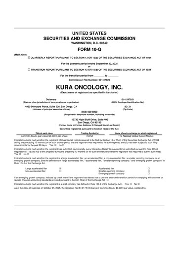 Miniature Kura Oncology
 10-Q Rapport trimestriel 2025 
