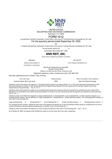 Thumbnail NNN REIT 10-Q Quarterly Report FY2025 