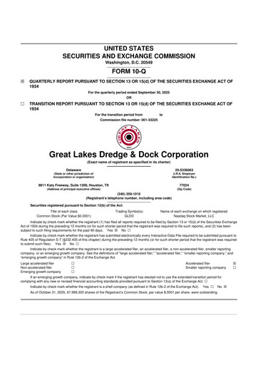 Thumbnail Great Lakes Dredge & Dock Corp. 10-Q Quarterly Report FY2025 