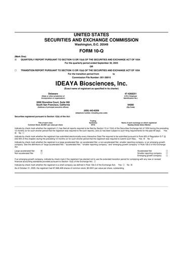 Thumbnail IDEAYA Biosciences 10-Q Quarterly Report FY 