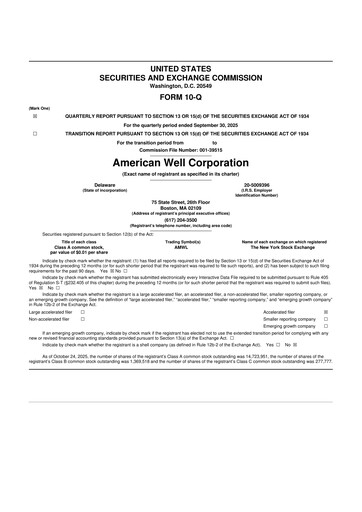 Thumbnail American Well
 10-Q Quarterly Report FY2025 