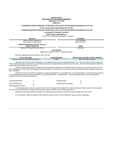 Thumbnail Palmer Square Capital BDC 10-Q Quarterly Report FY2025 
