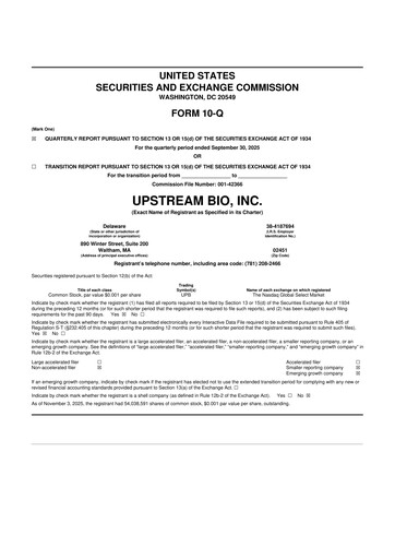 Thumbnail Upstream Bio 10-Q Quarterly Report FY 