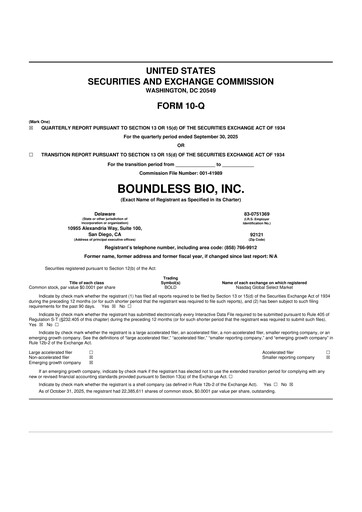 Thumbnail Boundless Bio 10-Q Quarterly Report FY2025 