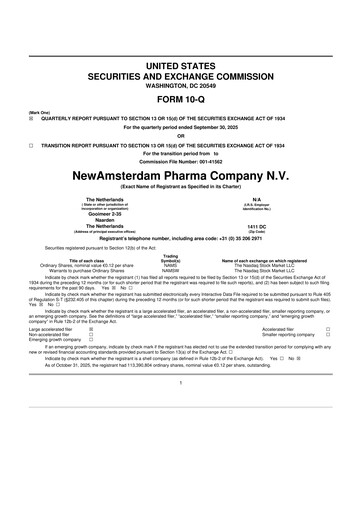 Vorschaubild NewAmsterdam Pharma Company 10-Q Quartalsbericht 2025 