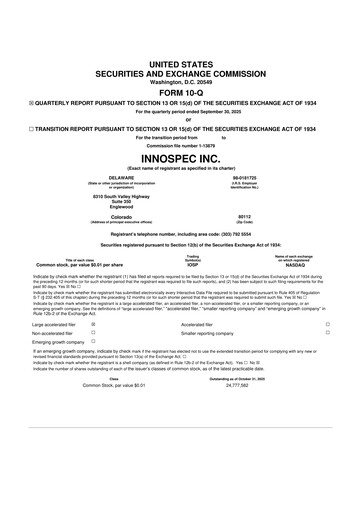 Thumbnail Innospec 10-Q Quarterly Report FY2025 