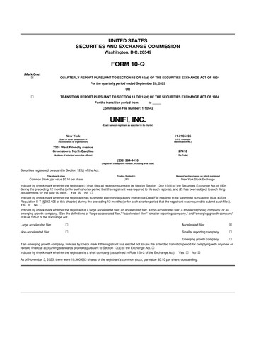 Thumbnail Unifi 10-Q Quarterly Report FY2026 