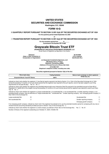 Thumbnail Grayscale Bitcoin Trust 10-Q Quarterly Report FY2025 