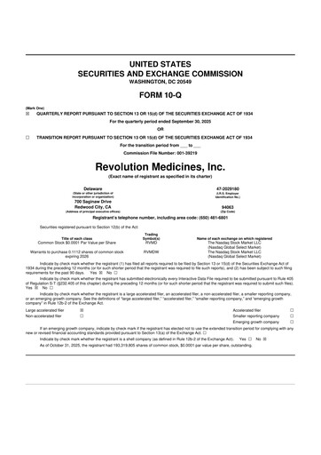 Thumbnail Revolution Medicines
 10-Q Quarterly Report FY2025 