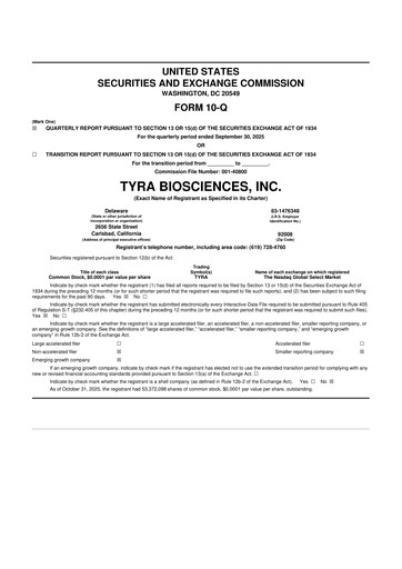 Thumbnail Tyra Biosciences 10-Q Quarterly Report FY 