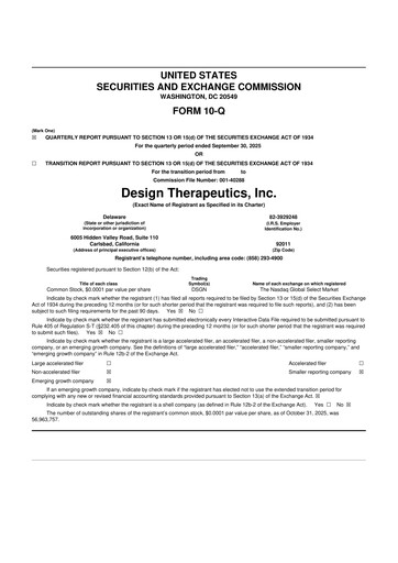 Thumbnail Design Therapeutics 10-Q Quarterly Report FY 