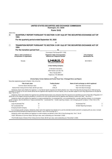 Thumbnail U-Haul 10-Q Quarterly Report FY2025 