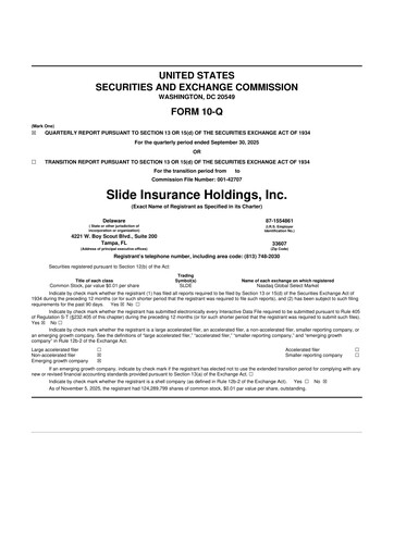 Miniature Slide Insurance 10-Q Rapport trimestriel 2025 