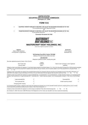 Thumbnail MasterCraft Boat 10-Q Quarterly Report FY2025 