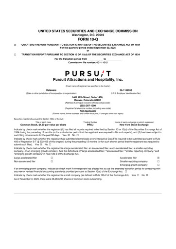 Thumbnail Pursuit Attractions and Hospitality 10-Q Quarterly Report FY2025 