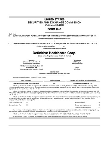 Thumbnail Definitive Healthcare 10-Q Quarterly Report FY2025 