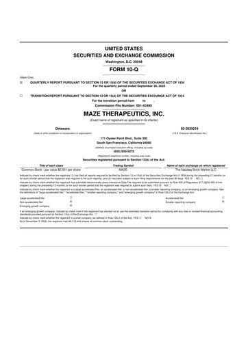 Thumbnail Maze Therapeutics 10-Q Quarterly Report FY 