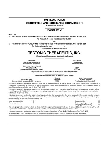 Thumbnail Tectonic Therapeutic 10-Q Quarterly Report FY 