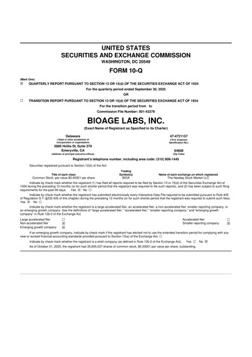 Thumbnail BioAge Labs 10-Q Quarterly Report FY 