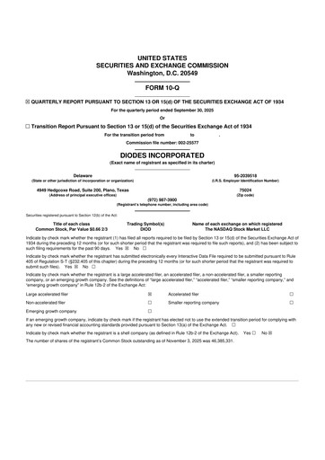 Miniature Diodes Incorporated 10-Q Rapport trimestriel 2025 