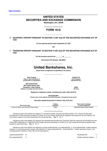 Thumbnail United Bankshares 10-Q Quarterly Report FY2025 