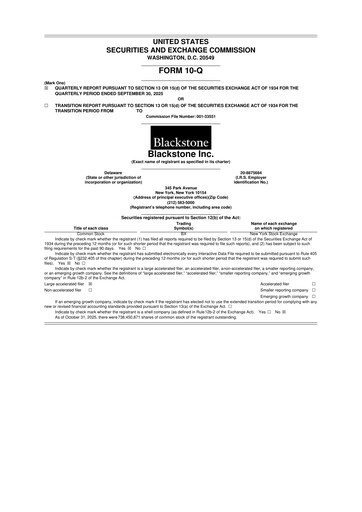 Miniature Blackstone Group 10-Q Rapport trimestriel  
