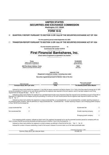 Thumbnail First Financial Bankshares 10-Q Quarterly Report FY2025 