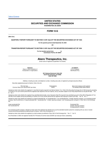 Thumbnail Akero Therapeutics 10-Q Quarterly Report FY2025 