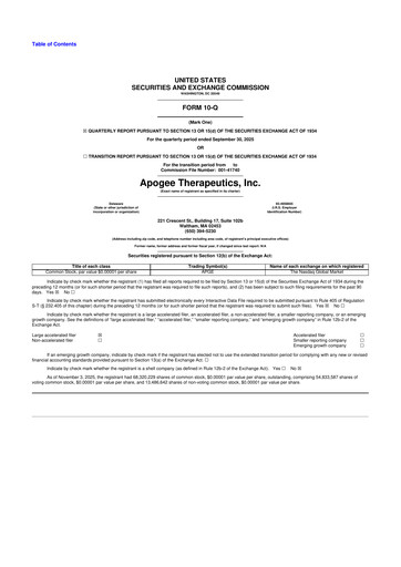 Thumbnail Apogee Therapeutics 10-Q Quarterly Report FY 
