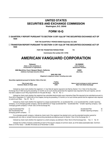 Thumbnail American Vanguard 10-Q Quarterly Report FY 