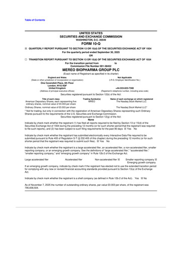 Vorschaubild Mereo BioPharma Group 10-Q Quartalsbericht 2025 