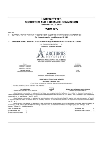 Thumbnail Arcturus Therapeutics
 10-Q Quarterly Report FY 