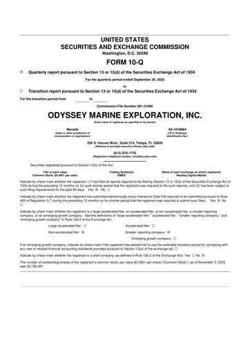 Thumbnail Odyssey Marine Exploration 10-Q Quarterly Report FY2025 