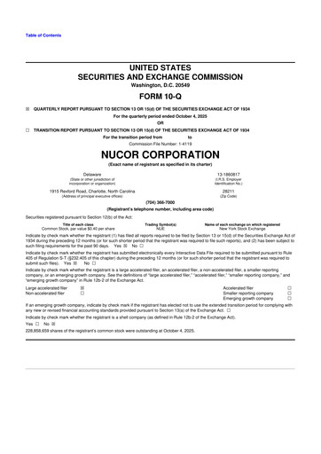 Thumbnail Nucor
 10-Q Quarterly Report FY2025 