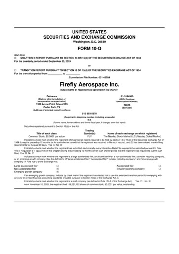 Thumbnail Firefly Aerospace 10-Q Quarterly Report FY2025 