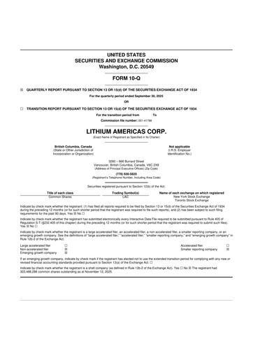 Miniature Lithium Americas 10-Q Rapport trimestriel 2025 