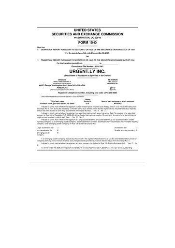 Vorschaubild Urgent.ly Inc. 10-Q Quartalsbericht 2025 