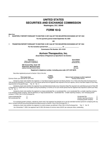 Vorschaubild Acrivon Therapeutics 10-Q Quartalsbericht  