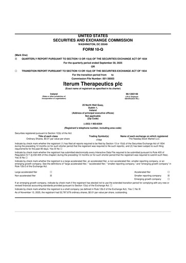 Miniature Iterum Therapeutics 10-Q Rapport trimestriel 2025 