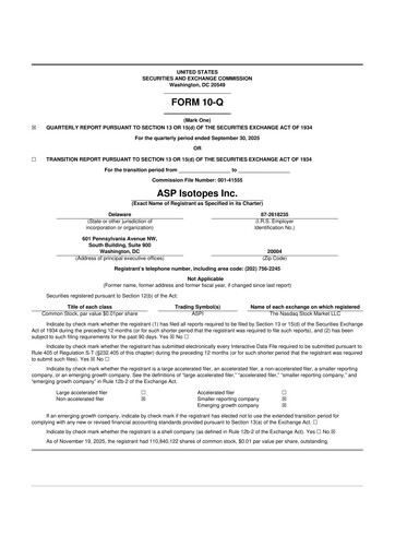 Thumbnail ASP Isotopes 10-Q Quarterly Report FY2025 
