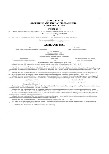 Thumbnail Ashland 10-K Annual Report 2025