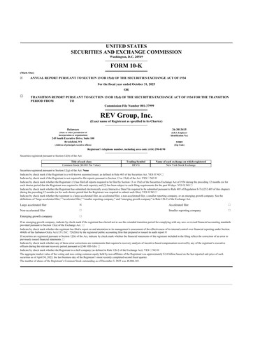 Thumbnail REV Group 10-K Annual Report 2025