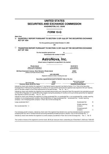 Thumbnail AstroNova, Inc. 10-Q Quarterly Report FY2026 