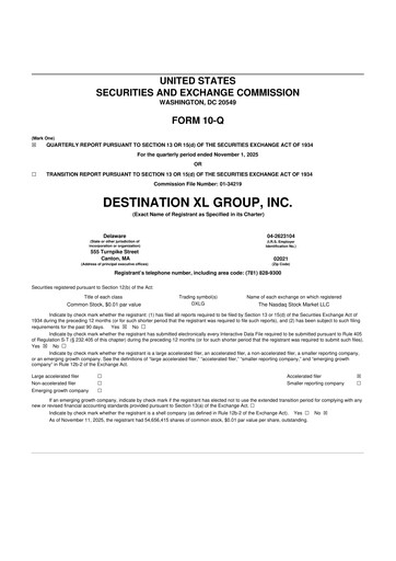Thumbnail Destination XL 10-Q Quarterly Report FY2025 